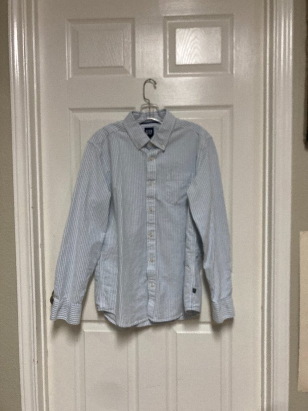 GAP Blue Striped Button-Front Shirt size Large Men's